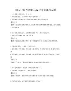 2025年城乡规划与设计实训课程试题