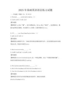 2025年基础英语语法练习试题
