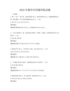2025年數學應用題訓練試題