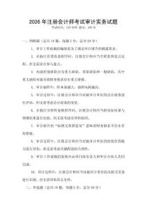 2026年注册会计师考试审计实务试题