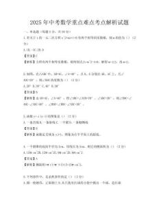 2025年中考數學重點難點考點解析試題