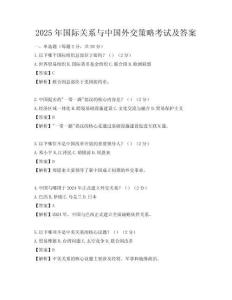 2025年国际关系与中国外交策略考试及答案