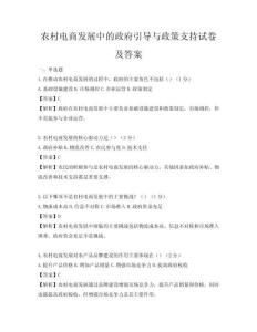 农村电商发展中的政府引导与政策支持试卷及答案