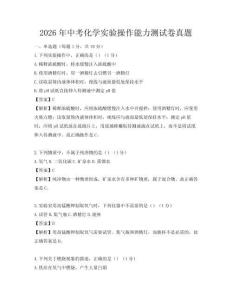 2026年中考化學實驗操作能力測試卷真題
