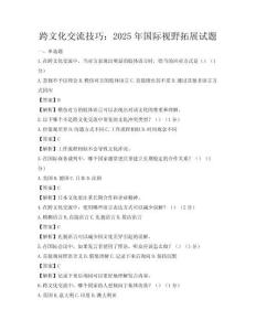 跨文化交流技巧：2025年國際視野拓展試題