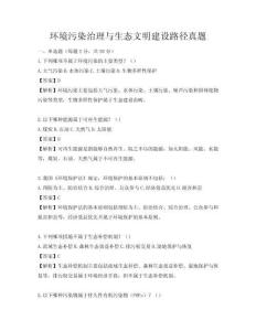 环境污染治理与生态文明建设路径真题