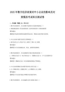 2025年數字經濟政策對中小企業的影響及對策模擬考試科目測試卷