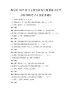數字化2025年信息技術在智慧城市建設中的應用策略考試及答案沖刺卷