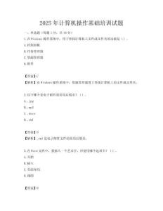 2025年計算機操作基礎培訓試題