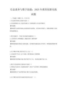 信息素养与数字技能：2025年教育创新实践试题