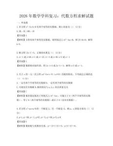 2026年数学学科复习：代数方程求解试题
