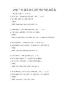 2025年信息系统项目管理师考试及答案