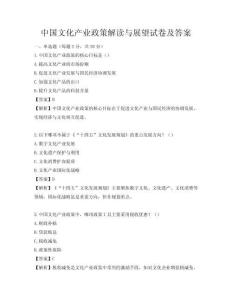 中国文化产业政策解读与展望试卷及答案