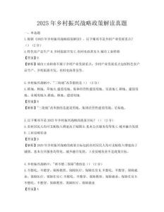 2025年乡村振兴战略政策解读真题