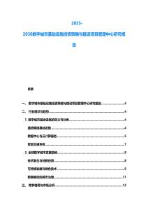 2025-2030数字城市基础设施投资策略与建设项目管理中心研究报告