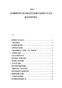 2025-2030融资租赁行业市场分析及金融产品创新与行业发展未来研究报告