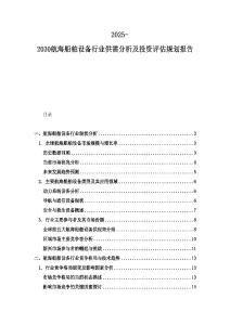 2025-2030航海船舶設備行業供需分析及投資評估規劃報告