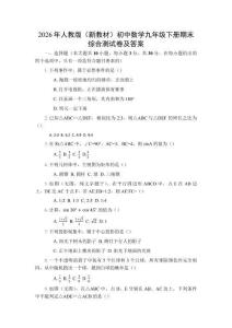 2026年人教版（新教材）初中數學九年級下冊期末綜合測試卷及答案