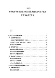 2025-2030汽车零部件行业市场分析及质量把控与成本优化管理策略研究报告