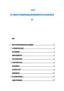 2025-2030捷克汽車零部件制造業競爭格局研究與合作投資項目評估