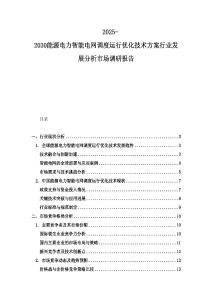 2025-2030能源電力智能電網(wǎng)調(diào)度運(yùn)行優(yōu)化技術(shù)方案行業(yè)發(fā)展分析市場(chǎng)調(diào)研報(bào)告