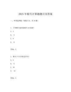 2025年根號計算題題目及答案
