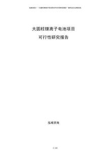 大圓柱鋰離子電池項目可行性研究報告