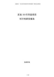 尼龙3D打印品项目可行性研究报告