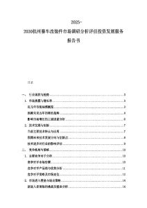 2025-2030杭州賽車改裝件市場調研分析評估投資發展服務報告書
