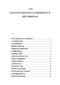2025-2030汽车尾气处理技术应用行业市场现状研究及产业前景与政策标准分析