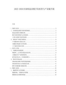 2025-2030河南制造業數字化轉型與產業鏈升級