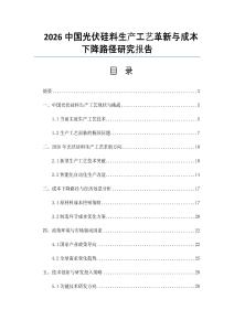 2026中国光伏硅料生产工艺革新与成本下降路径研究报告