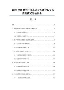 2026中国数字经济基础设施建设投资与运营模式评估报告
