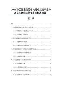 2026中国固废资源化处理行业竞争态势及技术路线选择与市场机遇挖掘