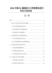 2026中國5G通信技術(shù)應(yīng)用前景及投資價值評估報告