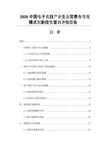 2026中国电子竞技产业生态完善与变现模式创新投资潜力评估报告