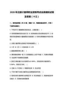 2026年注冊計量師職業資格考試全真模擬試卷及答案（十三）