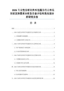 2026专业性分析软件外包服务行业市场现状支持需求分析及资金评估布局规划分析研究报告