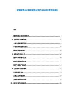 玻璃陶瓷業(yè)市場發(fā)展現(xiàn)狀等行業(yè)分析投資咨詢規(guī)劃