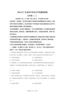2026年广东省（大湾区5月联考二）初中学业水平质量监测九年级历史试题（含答案）
