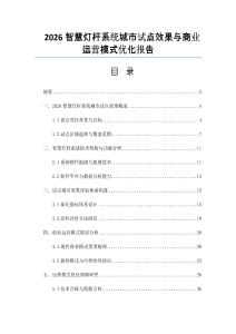 2026智慧燈桿系統城市試點效果與商業運營模式優化報告