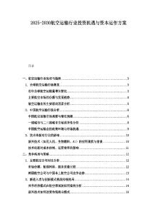 2025-2030航空運(yùn)輸行業(yè)投資機(jī)遇與資本運(yùn)作方案