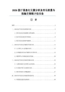 2026醫(yī)療信息化發(fā)展分析及市場前景與投融資策略評估報告
