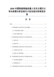 2026中国智能智能机器人视觉处理行业市场供需分析及投资评估规划分析研究报告