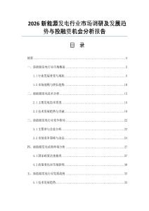 2026新能源發(fā)電行業(yè)市場調(diào)研及發(fā)展趨勢與投融資機會分析報告