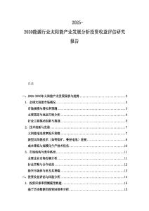 2025-2030能源行業太陽能產業發展分析投資收益評估研究報告
