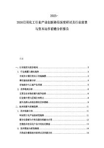 2025-2030日用化工行業產業創新路徑深度研討及行業前景與資本運作前瞻分析報告