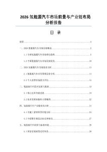 2026氢能源汽车市场前景与产业链布局分析报告
