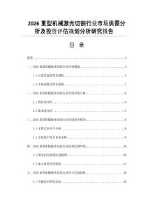 2026重型機械激光切割行業市場供需分析及投資評估規劃分析研究報告