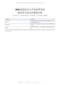 届武汉市小升初分班考试数学语文综合冲刺卷3套（含答案解析评分标准）